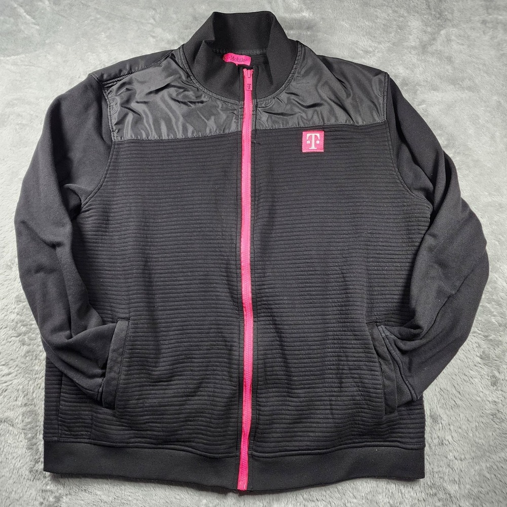 T-Mobile Jacket Mens 2XL Black Full Zip Mock Neck Promo Logo Work Uniform